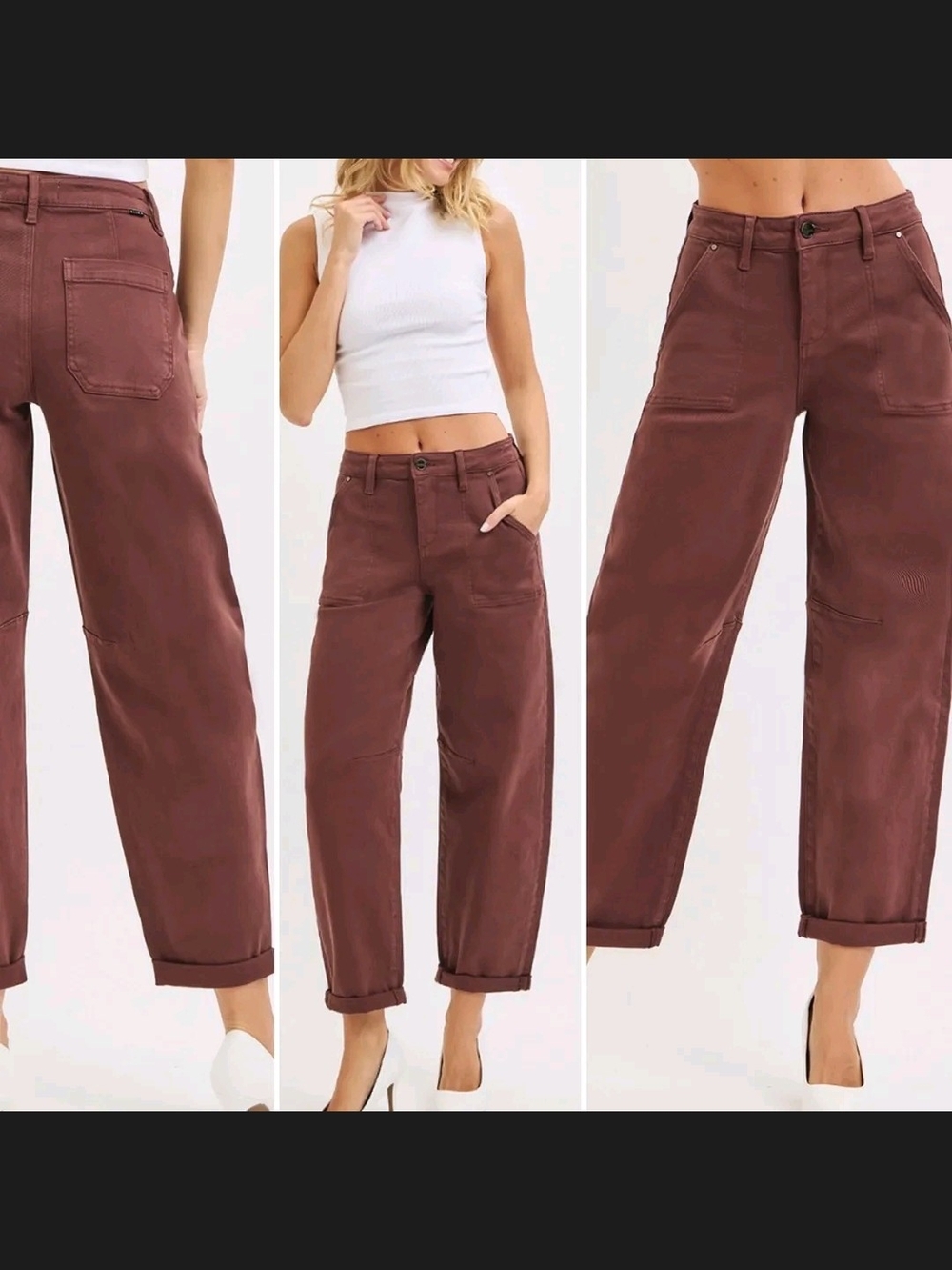 Risen Chocolate Cuff Barrel Jeans
